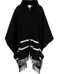 Moncler - Striped Logo Wool Blend Cape - Lyst