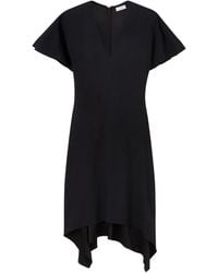 Stella McCartney - Satijnen Midi-Jurk Met V-Hals En Korte Mouwen - Lyst