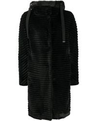 Herno Manteau en fourrure artificielle à capuche - Noir