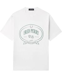 Fred Perry - Katoenen T-Shirt Met Ovalen Logo - Lyst