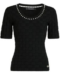 KARL LAGERFELD - Top Con Detalle De Perlas - Lyst