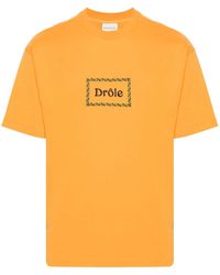 Drole de Monsieur - Embroidered Logo Cotton T-shirt - Lyst