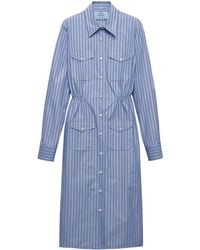Prada - Striped Chambray Shirtdress - Lyst