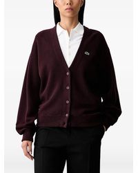 Lacoste - Logo-Patch V-Neck Cardigan - Lyst