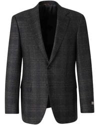 Canali - Single-Breasted Check-Pattern Blazer - Lyst