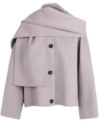 Max Mara - Scarf-Detail Button-Up Jacket - Lyst