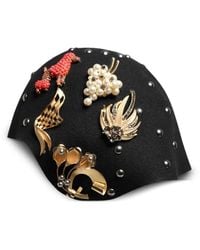 Dolce & Gabbana - Brooch-Embellished Wool Cloche Hat - Lyst