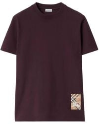 Burberry - Check-Label Cotton T-Shirt - Lyst