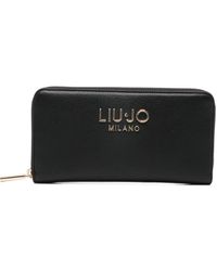 Liu Jo - Logo-Plaque Pebbled Leather Wallet - Lyst