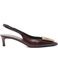 Roberto Festa - 45 Mm Leren Slingback Muiltjes Met Slangen-Reliëf - Lyst
