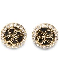 Guess - Crystal-Embellished Logo-Plaque Earrings - Lyst
