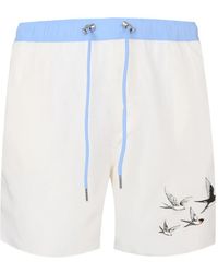 Exit Society - Bird-Print Drawstring Swim Shorts - Lyst