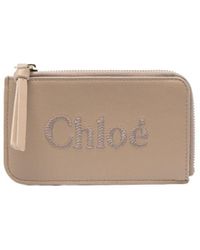 Chloé - Logo-embroidered Leather Wallet - Lyst