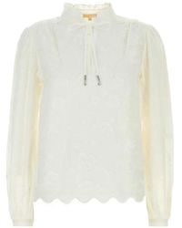 MICHAEL Michael Kors - Floral-Embroidered Scalloped-Hem Blouse - Lyst