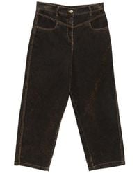 Momoní - Azuki Contrast-Stitch Cotton Trousers - Lyst