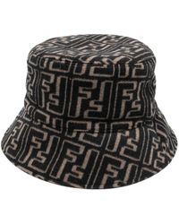Fendi - Logo Printed Raffia Bucket Hat - Lyst