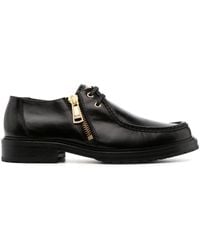 Moschino - Logo-print Zipped Leather Loafers - Lyst