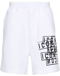 DSquared² - Icon Stamps Cotton Track Shorts - Lyst