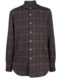 Barba Napoli - Check-Print Button-Up Shirt - Lyst
