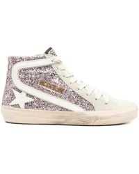 Golden Goose - Glitter-Panel High-Top Sneakers - Lyst