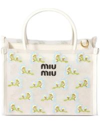 Miu Miu - Embroidered Mesh Top-Handle Bag - Lyst