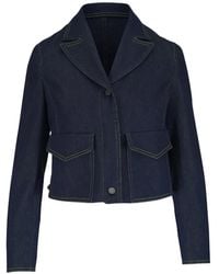 Akris Punto - Button-Front Cropped Denim Jacket - Lyst