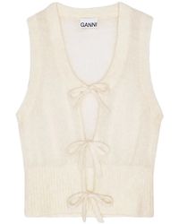 Ganni - Mohair-Merino Knit Sleeveless Jacket - Lyst