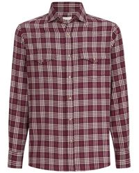 Brunello Cucinelli - Cotton And Lyocell Tartan Flannel Western Shirt - Lyst