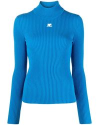 Courreges - Logo-Embroidered Roll-Neck Jumper - Lyst