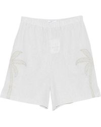 Maison Labiche - Palm-Patch Pinstriped Shorts - Lyst