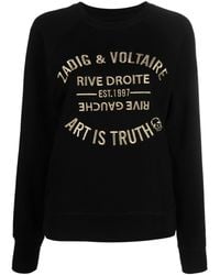 Zadig & Voltaire - Logo-embroidered Organic-cotton Sweatshirt - Lyst