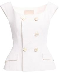 Elie Saab - Double-Breasted Piqué Blouse - Lyst
