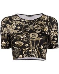 Philipp Plein - Graphic-Print Cropped T-Shirt - Lyst