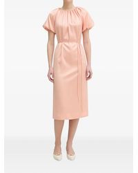 Twinset - Cutout Puff-Sleeve Midi Dress - Lyst