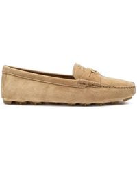 Miu Miu - Logo-Embossed Suede Loafers - Lyst