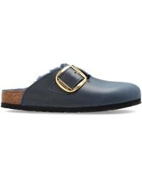 Birkenstock - Boston Big Buckle Slipper mit Shearling-Besatz - Lyst