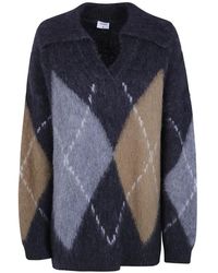 Filippa K - Argyle-Knit V-Neck Sweater - Lyst