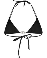 DIESEL - Bikini Top With Oval D Plaque - Lyst