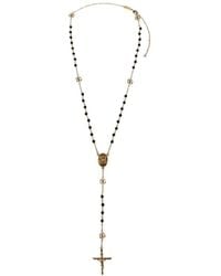 Dolce & Gabbana - Dg Logo-Plaque Religious-Motif Necklace - Lyst