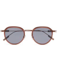 Zegna - Round-frame Metal Sunglasses - Lyst