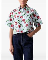 KENZO - Floral-Print Cropped Shirt - Lyst