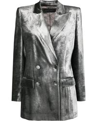 Alberta Ferretti - Double-Breasted Velvet Jacket - Lyst