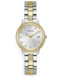 Guess - Analogue Watch With Crystal Appliqué Detailing - Lyst