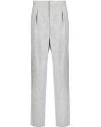 Zegna - Mélange-effect Tapered Wool Trousers - Lyst
