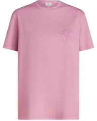 Etro - T-shirt en coton à logo brodé - Lyst