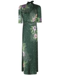 Saloni - Adele Floral-Print Silk-Blend Dress - Lyst