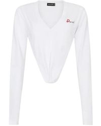 DSquared² - Diepgesneden T-Shirt - Lyst