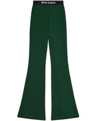 Palm Angels - Logo-tape Cotton Flared Trousers - Lyst