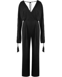 Alberta Ferretti - Tassel-Detail V-Neck Jumpsuit - Lyst