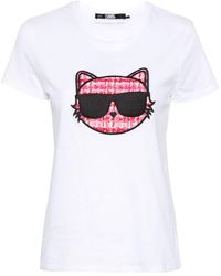 Karl Lagerfeld - Logo-embroidered Organic-cotton T-shirt - Lyst